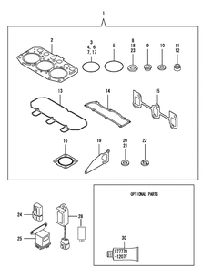 Yanmar Engine Gasket Set Diagram and Parts List for 46G 4X4-1I019G-Before-37AKD710 Cub Cadet Lawn Tractor Accessories